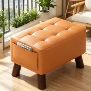 Sacesr Solid Wood Frame Stools Simple Style Square Stool Modern Waterproof Footstool Practical Household Indoor Living Room Furniture Q8H3K