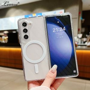 Luxury Transparent Acrylic Hard Case for Samsung Galaxy Z Fold 7 6 5 Flip 4 3 fold7 Magnetic Clear Shockproof Ultra Slim Cover
