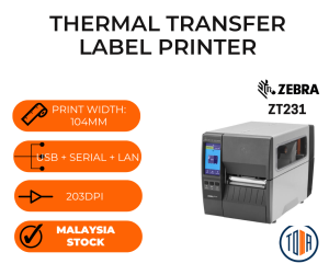 Zebra ZT231 Industrial Barcode Label Printer USB + Serial + LAN