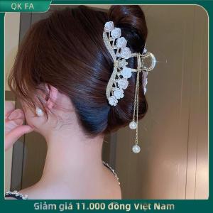 QK FA ✨ Ánh sáng sang trọng Rhinestone chuông phong lan tua tóc Clip hoa hồng bướm Claw Clip cá mập tóc Claw barrette Phụ kiện tóc