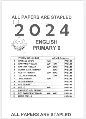 Exam Paper 2024 P3/P4//P5/P6 English | Science | Mathematics | Chinese | Higher Chinese | All come with answers
