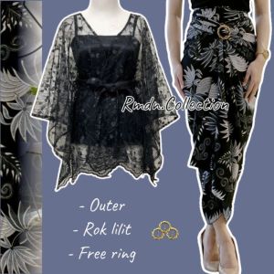 Setelan Kebaya Polos & Rok Lilit Batik Elegan untuk Pesta Wisuda Tunangan - Size Reguler