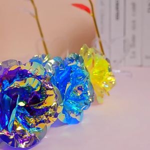 Artificial Rose Flower 24K Gold Foil Eternal Rose with Led Light Wedding Decor Valentines Day Mothers Day Gifts