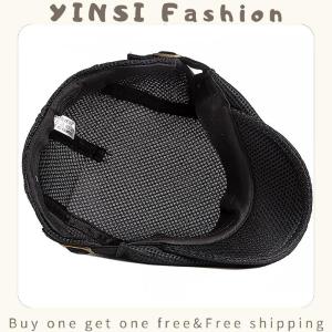 YINSI 1Pc Mens Casual Hat Berets Caps For Spring Summer Autumn Flat Cap Breathable Mesh Cap Flat Peaked Beret Hats Golf Hat