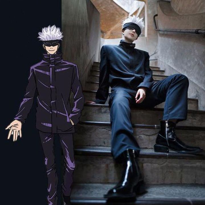 【Ready stock】Adult Jujutsu Kaisen Gojo Satoru Cosplay Costume Wig Men ...