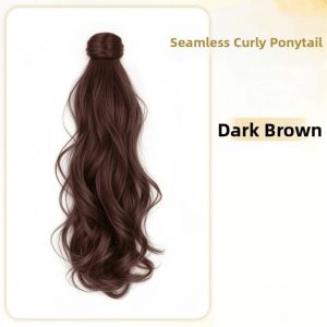 HOMEYOU Hair Extensions Claw Clip Seamless Ponytail Wig Synthetic Low Ponytail Long Curly Layered Ponytail Heat Resistant Fluffy Wavy Pony Tail Hair Piece for Women
