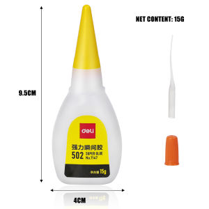 Deli 502 Strong Adhesive Quick Drying Transparent Adhesive Leather Rubber Wood Metal Strong Bond Liquid Glue Office Tool