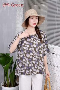 Stella Fashion Women Summer Short Sleeve Casual Flora Round Neck Blouse Ladies Tops Loose Printed T- Shirt Plus Size