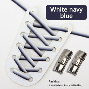 Colored Flat Shoelaces Elastic Press Metal lock No Tie Shoelace For Sneakers 1 Second Quick Wear And Tear Lazy Laces Accessories