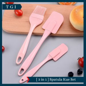 [3 PCS] SPATULA SILICON SET SCRAPER KUAS KUE | SPATULA SET KUE