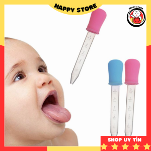 Dụng cụ cho bé uống thuốc chống sặc hình ếch có đầu silicon kèm hộp đựng và cọ ống Happy Store