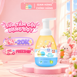 Sữa Tắm Gội Organic Cho Bé Từ Sơ Sinh Dạng Bọt Lamoon - Bình 250ml