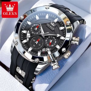 OLEVS watch for mens original fashionable and cool multifunctional calendar chronograph dial waterproof luminous tape quartz watch watch for mans