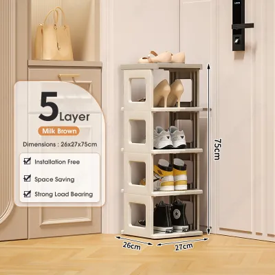 ODOROKU 3/5/7 Tiers Shoe Rack Foldable Vertical Shoe Rack Narrow Shoe Organizer For Space Saving Modern Shoe Storage Cabinet Free Standing Shoe Racks For Entryway Multifunction Cube Shelf For Bathroom Bedroom