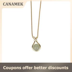 【CANAMEK】Jade Beads Titanium Steel NecklaceLlight Luxury Blessing Bag Pendant Women Collarbone Chain Simple and Versatile Fashion Accessories Jewelry
