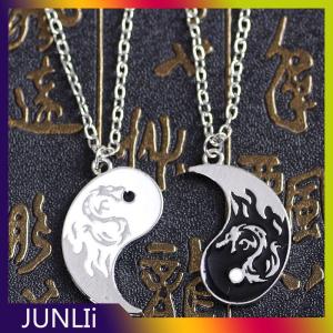 JUNLIi Fashion Dragon Figure Yin Yang Adjustable Bracelet Tai Chi Couple Necklace For Boyfriend Girlfriend Valentines Day Jewelry Gift