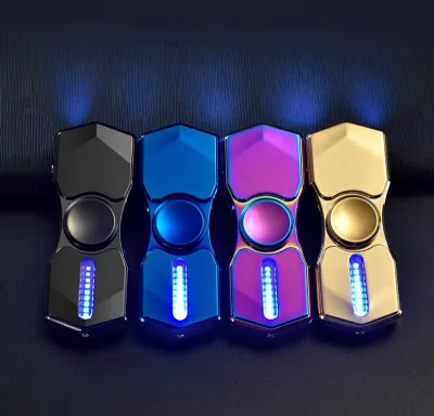 Hộp Quẹt Bật Lửa Hồng Ngoại Kiêm Đèn Pin Sạc Điện USB Kiểu Dáng Con Quay Spinner Tạo 12 Hiệu Ứng Đèn LED
