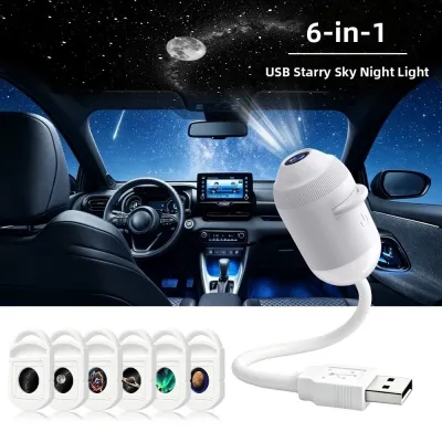 JURHOMIE 360° Rotation Star Projector Night Light Adjustable Brightness USB Powered Galaxy Projection Lamp High-definition Projection Mini Night Light Bedroom Decor