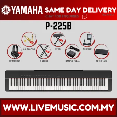 Yamaha P-225 88-Key Digital Piano With Keyboard Bench Headphone And Adapter - Black ( P225 P 225 P125 P 125 )