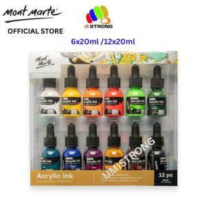 Mont Marte Premium Acrylic Ink Set 6/12pc x 20ml/ fluro 6x20ml