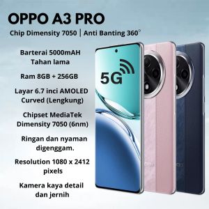 HP OPPO A3 Pro LTE 5G RAM 8GB+256GB Large Battery 5000 mAh SUPERVOOC Garansi 1 Tahun