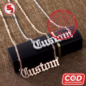 Kalung Titanium Nama Sendiri Anti Karat Termurah Bisa Request Nama Sendiri