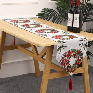 MD MOHS DIAGNOSTICS Christmas Table Runner 4/6/8 cotton and linen woven and embroidered home decoration (468seaters)