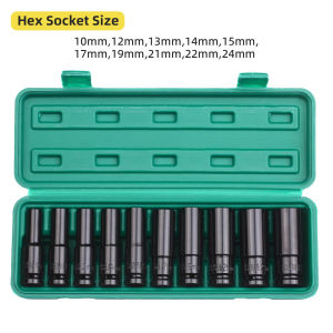 Bộ 10 đầu khẩu đầu túyt Cao Cấp dùng cho máy siết bulong 1/2 -8-24mm