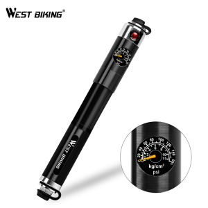 WEST BIKING Bike Pump Air Pump Aluminum Alloy 160PSI Bicycle Front Fork Gauge Hose Tire Cycling Air Inflator Road MTB Bicycle Accessories Hand Bicycle Pump