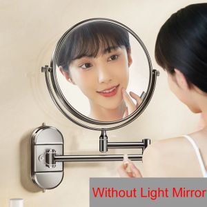 Self Priming Led Folding Bathroom Mirror Wall Mounted Light Bathroom Makeup Mirror 8 Inch 3X Magnifying Arm Extendable Bath Mirrors