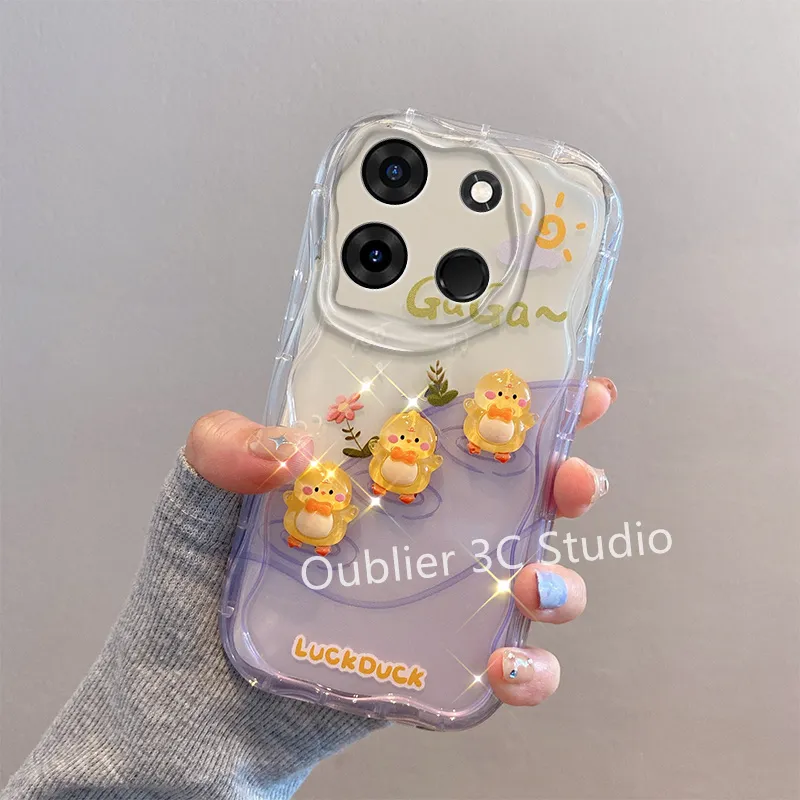 Casing Infinix Smart X6515 Tecno Spark GO 2023 Tecno POP Pro Phone Case  New Design Cute Cartoon 3D Duck Rabbit Doll Cream Transparent Creative
