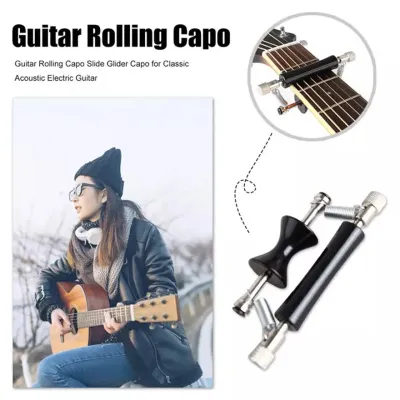 RIXTON Guitar Rolling Glider Capo Portable Rolling Guitar Capo Easy Sliding Up and Down For Folk Classic Acoustic Guitars(Guitar Rolling Capo)