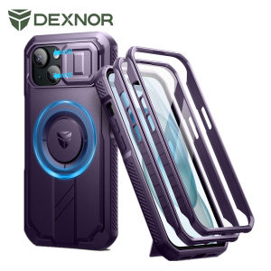 new Dexnor for iPhone 15 Case Rugged Armor Shockproof Bumper Case holder with Built-in Sliding Camera CoverBuilt-in Screen Protector hot