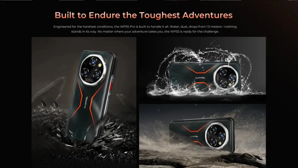 OUKITEL WP55 Pro Rugged Smartphone: Android 15, 48GB RAM+512GB, 5G Unlocked, 11000mAh