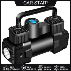 [ คืนสินค้าได้ภายใน 7. วัน] 12 V 150 PSI ปั๊มลมอัตโนมัติ ที่มีเกจแรงดันหนักดีลักซ์แบบพกพาอากาศอัดโลหะกระบอกสูบคู่ ที่มีไฟ LED