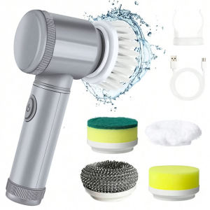 Electric Cleaning Brush Cordless Power Spin Scrubber for Kitchen Bathroom Toilet 5 Brush Heads