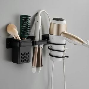 AE Space aluminum hair dryer holder wall-mounted storage rack bathroom curling iron straightener storage rack hotel hair dryer rack