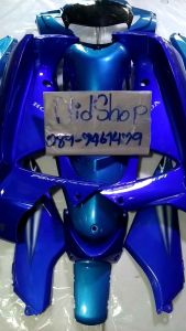 เปลือกมอเตอร์ไซร์รุ่นเวฟ125iไฟเลี้ยวบังลมสีฟ้าตัดกลางน้ำเงินงานABSประกอบสนิทมี13ชิ้น