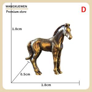 [COD] Antique Brass Solid Long Tail Horse Figurines Miniatures Feng Shui Ornaments Copper Zodiac Animal Mini Desktop Decoration Crafts