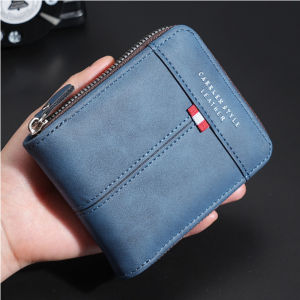 New Mens PU Leather Wallet Male Short Youth Zipper Wallet Student Drivers License Leather Case Card Holder Wallet Mens Bag Mens Wallet 男士短钱包 零錢包