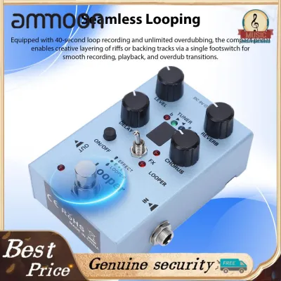 ammoon Guitar Effects Pedal Multi Effects Processor with 40s Looper Reverb Chorus Delay Metal Built-in Tuner for Electric Guitar