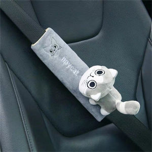 FLOW TOP Comfortable Animal Cute Seatbelt Cover Plush Shoulder Car Seat Cover Pink Cat Auto Seat Belts Covers