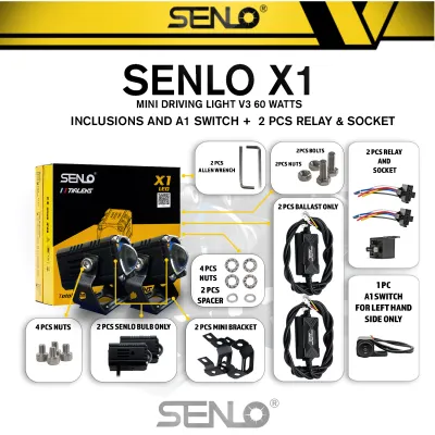 Original SENLO X1 Plus Mini Driving Light 60 Watts MDL for Motorcycles Cars - Auxiliary Light Fog Light 1 YEAR WARRANTY