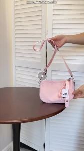 Drawstring Pendant Half Moon Crossbody Bag ALO Five Fresh Light Shades Thin Wrinkle Resistant Nylon Adjustable Solid StrapDaily Workout Sling Bag