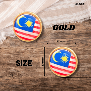 Kerongsang Pin Merdeka Jalur Gemilang Bulat Hati Bendera | Malaysia Merdeka Brooch Flag Round Heart