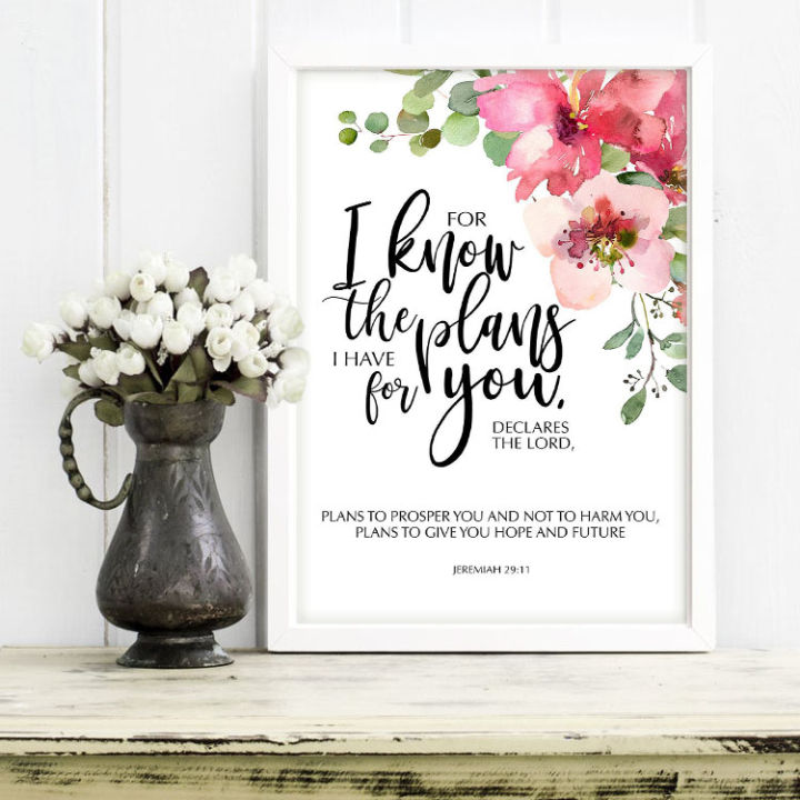 Bible Verse HD Wall Art A4 LAMINATED - For I know the plans I have for ...