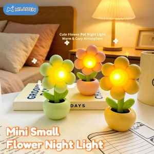 MLADEN Mini Flower Night Light Cute Bedside LED Lamp Bedroom Creative Desktop Decoration Lampu Malam Gifts