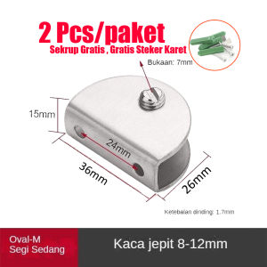 Ambalan Penjepit Kaca Stainless Glass Clip Penjepit Kaca Partisi Dinding Tembok Sekat Pembatas Tanpa Bor - Dapat Disesuaikan 8-12mm