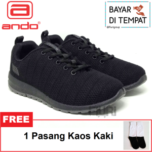FIURI - Ando - REBECCA 33-40 FULL HITAM - Sepatu Kets Wanita - Sepatu Sneakers Wanita - Sepatu Olahraga Sport Wanita - Sepatu Casual - Sepatu Jogging Lari Fitness Gym Senam Wanita - Sepatu Anak Perempuan Cewek -Sepatu Sekolah Bertali SD SMP SMA