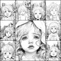MJ19 Gambar Mewarnai Dewasa Grayscale - Tema Ekspresi Wajah Anak. 